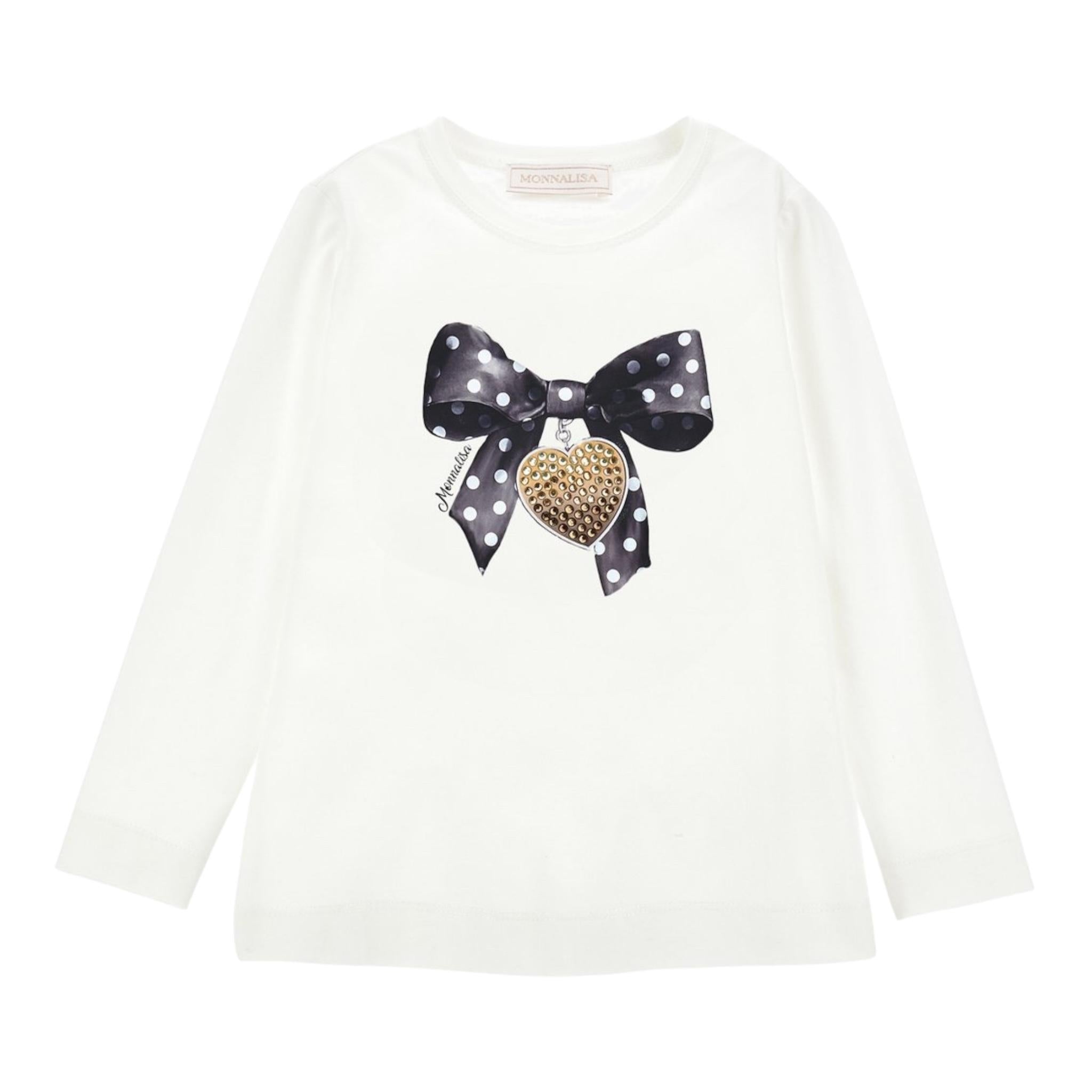 MONNALISA shirt girocollo tinta unita con fiocco Panna per Bambina 19D612 PANNA MONNALISA 
