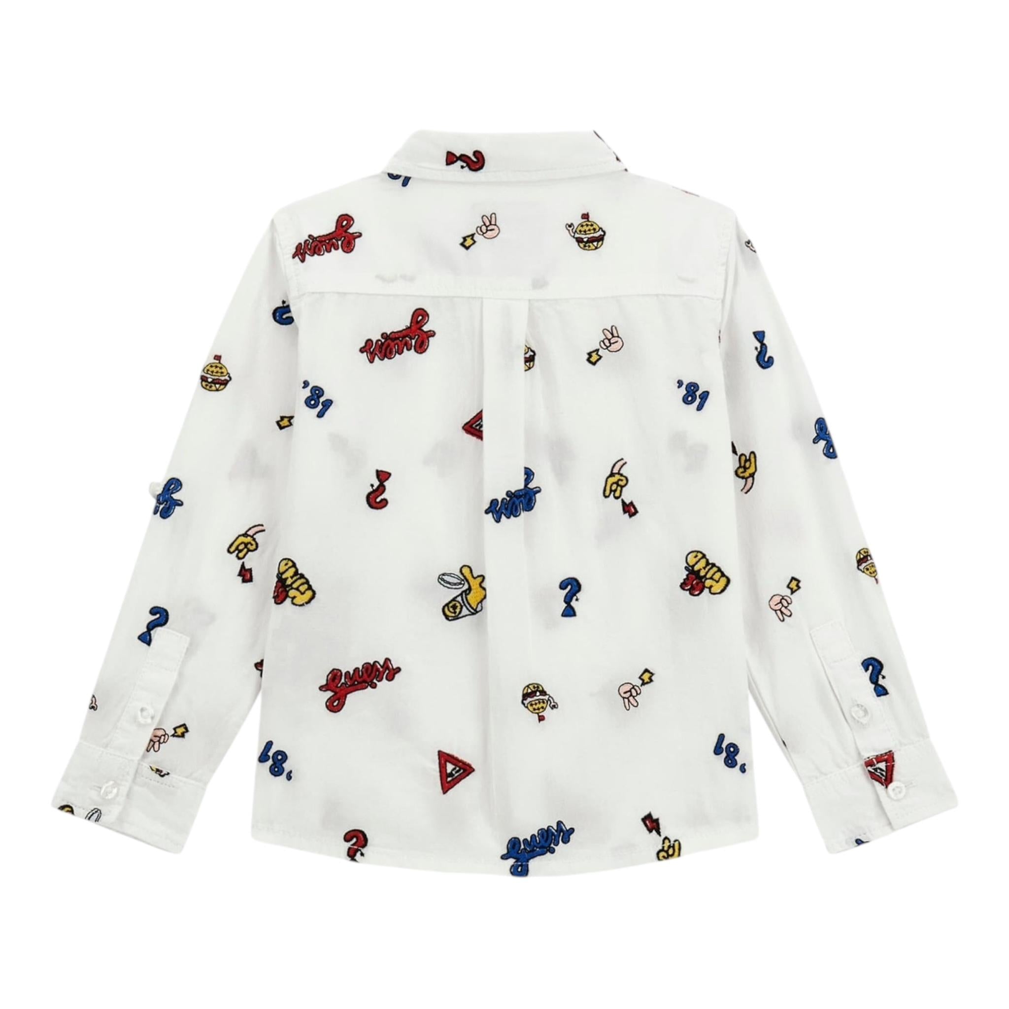 GUESS camicia manica lunga tinta unita con ricami Bianco per Bambino N4YH00WBH BIANCO GUESS 