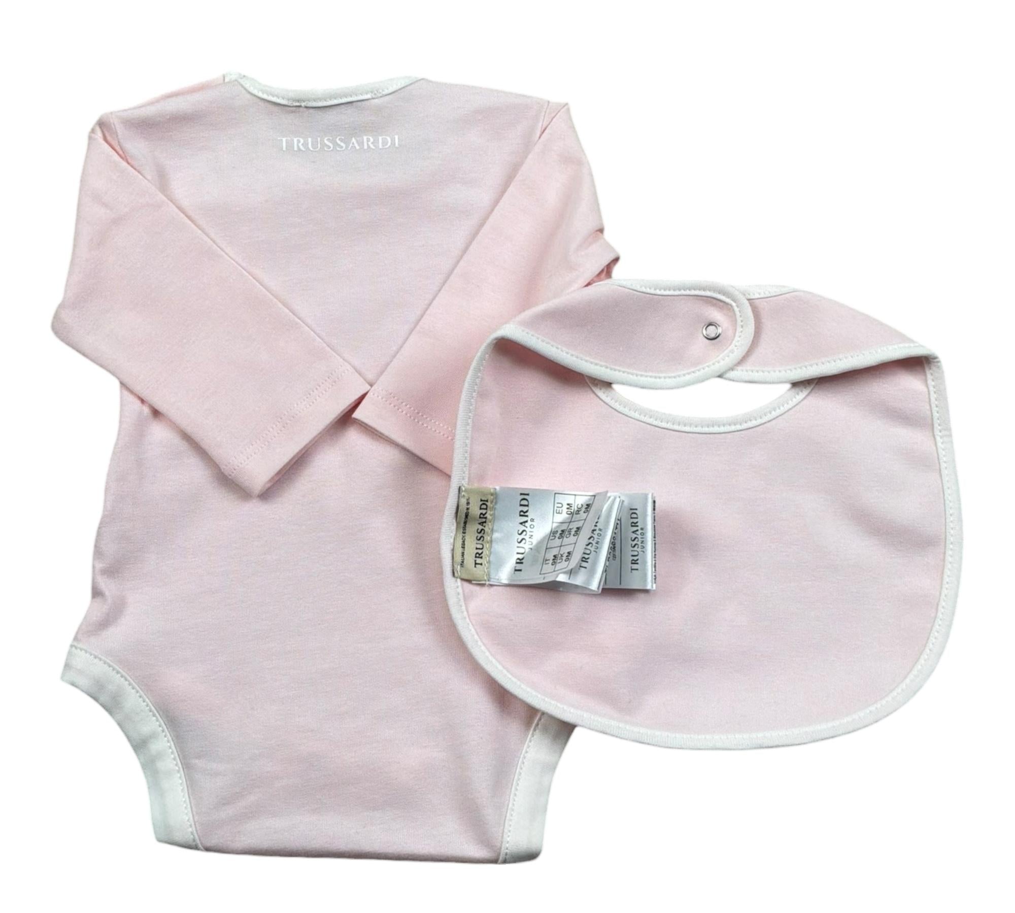 Trussardi Set 3 Pezzi Body Manica Lunga-Bavetta-Cappello per Neonata TLP26001TUA ROSA TRUSSARDI 