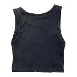 Disclaimer Solid Color Crew Neck Tank Top With Black Print For Girls
