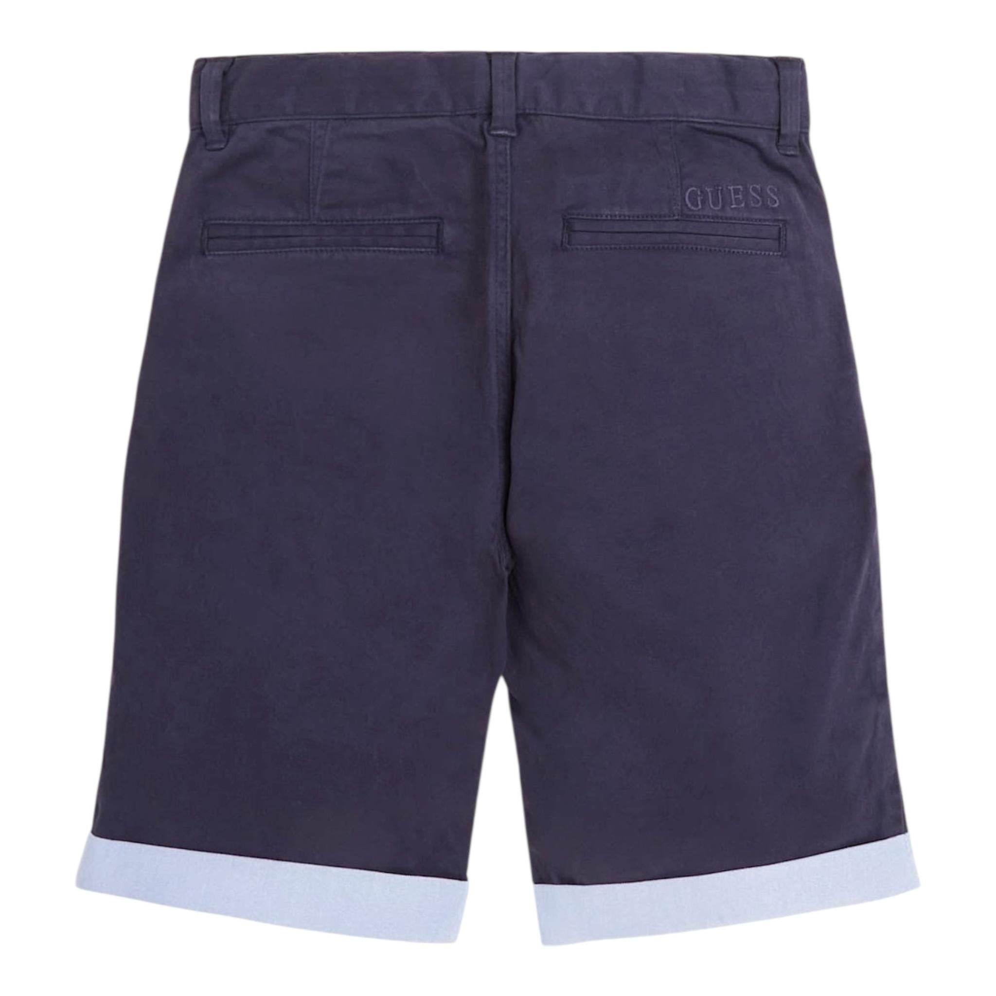 Guess Bermuda Tinta Unita con Girovita Regolabile per Bambino N2RD02WEHD0 BLU GUESS 
