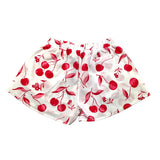 Little Ludo Short Solid Color Cherry Pattern And White Elastic Waist For Girls