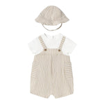 Mayoral Set Pagliaccetto Bicolore con Fantasia A Righe-Cappello per Neonato 1602 BIANCO/BEIGE MAYORAL 