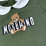 Moschino Pagliaccetto Mezza Manica Tinta Unita con Colletto per Neonato MNY03Y VERDE MOSCHINO 