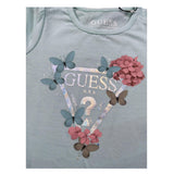 Guess T-Shirt Girocollo Tinta Unita con Logo per Neonata A5RI03K6YW4XX VERDE ACQUA GUESS 