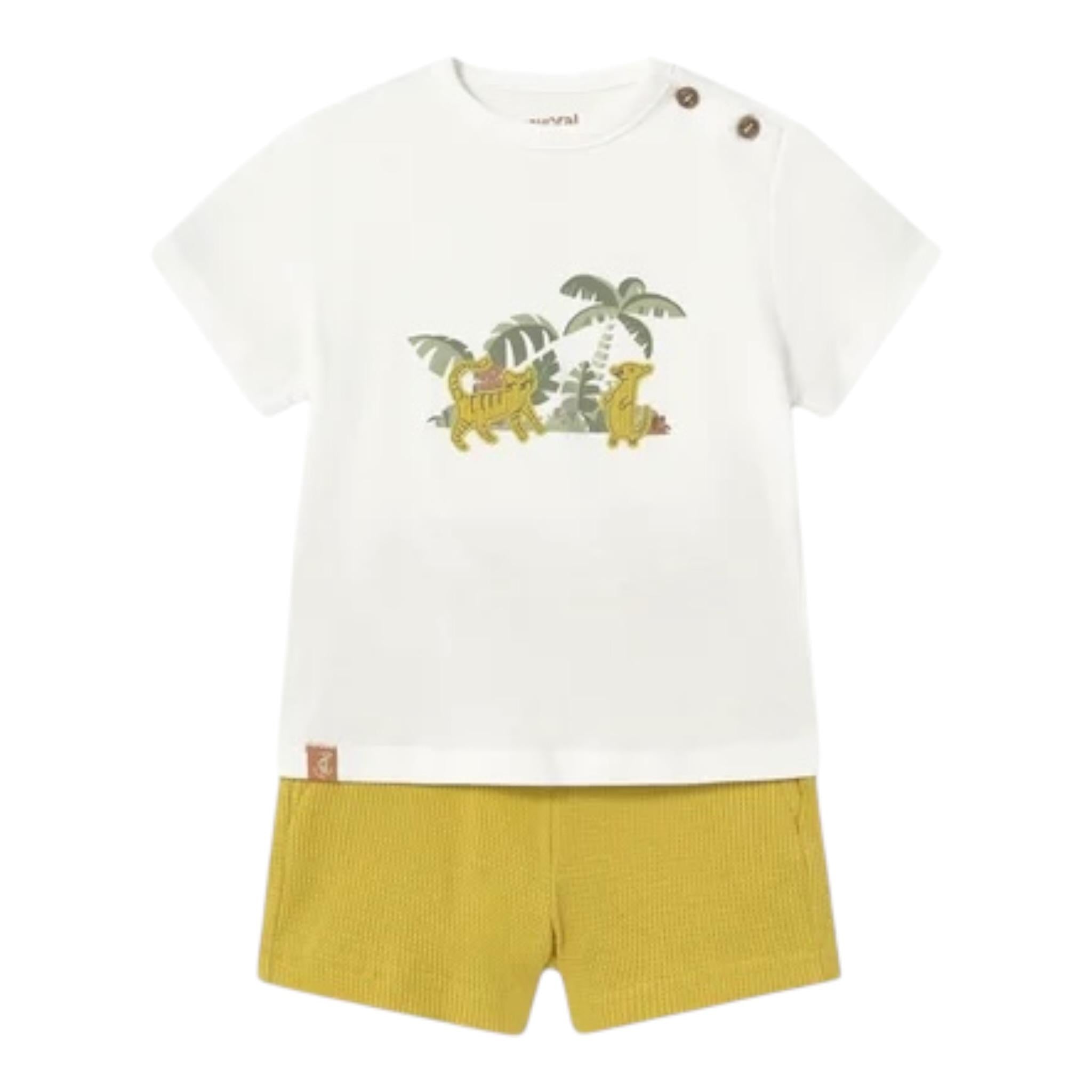 Mayoral Completo 2 Pezzi T-Shirt-Bermuda Bicolore per Neonato 1653 BIANCO/GIALLO MAYORAL 