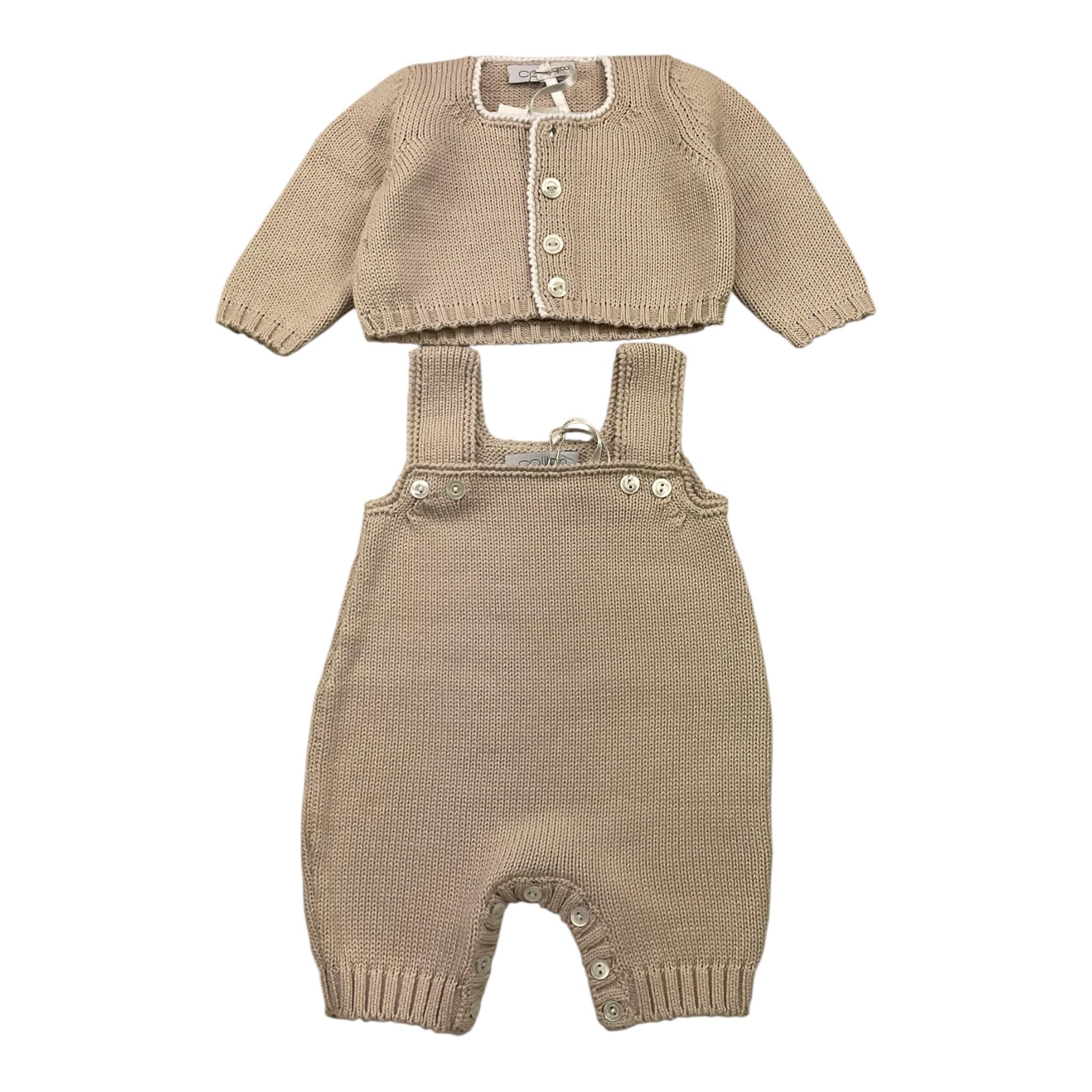 Colibri Completo 2 Pezzi Coprispalle-Salopette Tinta Unita per Neonata CORDA BEIGE COLIBRI 