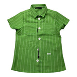 Daniele Alessandrini Solid Color Shirt Half Sleeve With Green Striped Pattern For Newborn