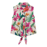 Guess Camicia Giromanica Tinta Unita con Stampa Fiori per Bambina K5GH00WG5S2J BEIGE GUESS 