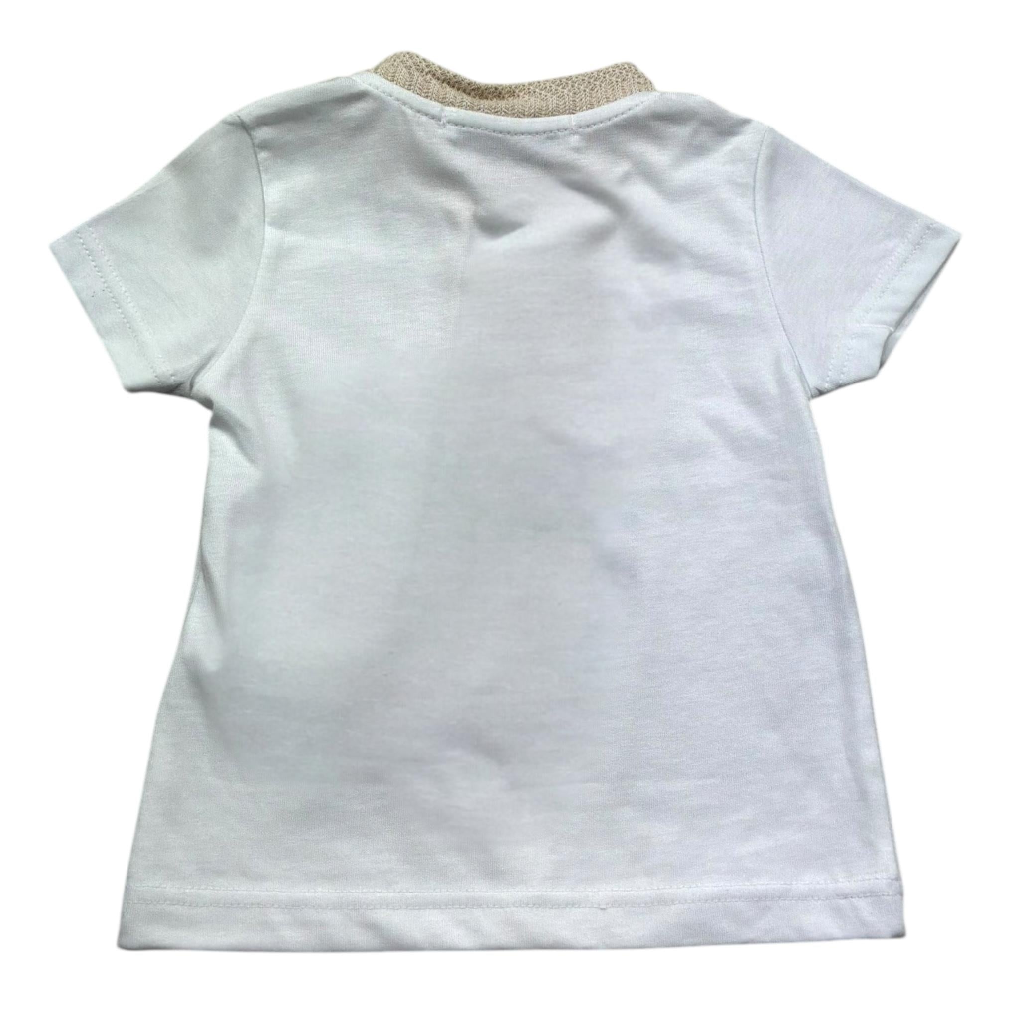 Manuel Ritz T-Shirt Girocollo Tinta Unita con Ricamo per Bambino MR3117 BIANCO MANUEL RITZ 