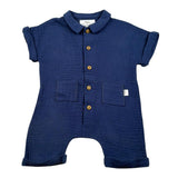 Teddy E Minou Pagliaccetto Mezza Manica Tinta Unita per Neonato E25TU008C0070X BLU TEDDY E MINOU 