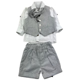 Shako' Complete 4 Piece Shirt-Waistcoat-Bow Tie-Bermuda Shorts Grey For Newborn