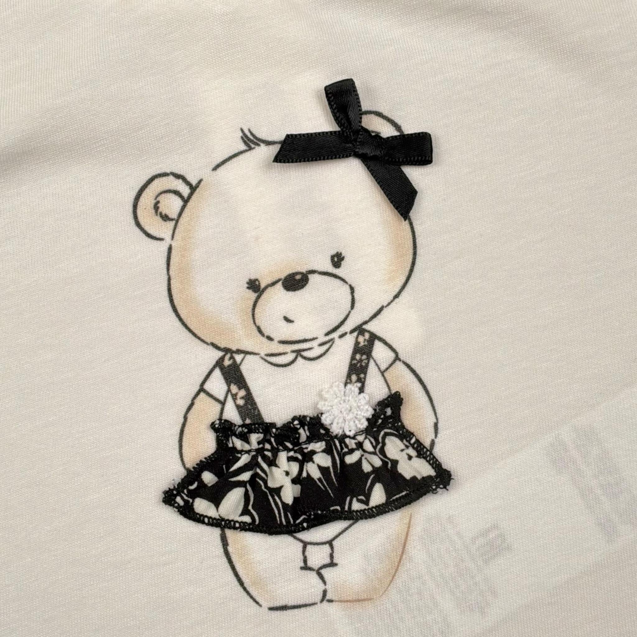 Please T-Shirt Tinta Unita con Stampa per Neonata MB12030G71 BIANCO PLEASE 