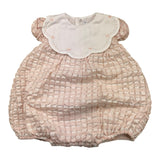 Barcellino Pink Check Pattern Half Sleeve Romper for Baby Girl