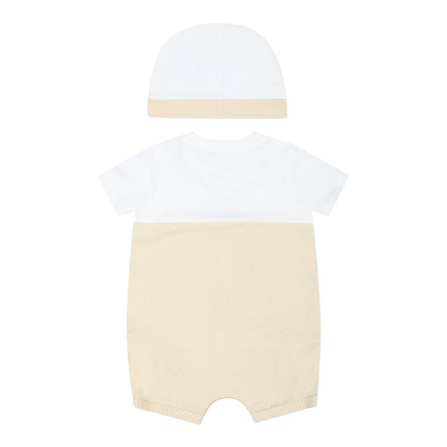 Moschino Set Pagliaccetto-Cappello Bicolore per Neonata MUY07E BIANCO/BEIGE MOSCHINO 