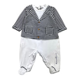 Barcellino Plain Onesie With White Striped Pattern For Newborn