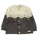 BARCELLINO cardigan bicolore con ricami Panna/grigio per Neonata 115914 PANNA/GRIGIO BARCELLINO 