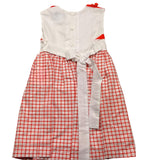 Ilfarobimbi Plain Dress With Armholes And White Check Pattern For Baby Girl
