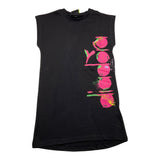 Diadora Black Log Print Solid Color Sleeveless Dress For Girls