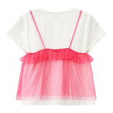 Liu Jo Solid Color Crew Neck T-Shirt With Contrasting Tulle White For Girls