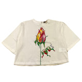 Emilio Pucci Two-Tone Crewneck T-Shirt With Contrast Print White For Girls