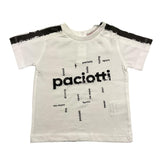 Cesare Paciotti Solid Color Crew Neck T-Shirt with White Logo Print for Newborns