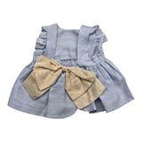 Le Bebe' Plain Sleeveless Shirt With Contrasting Bow In Light Blue For Baby Girl