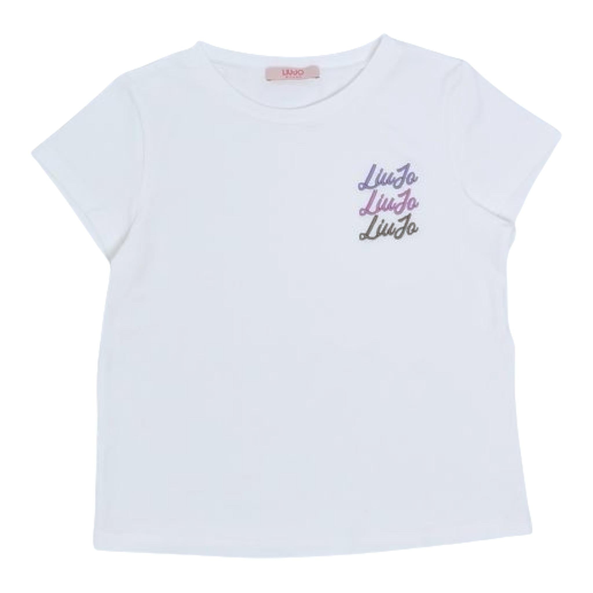 LIU JO t-shirt girocollo tinta unita con stampa Bianco per Bambina GF4030 BIANCO LIU JO 