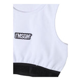 Msgm Top Giroarmica Solid Color With White Logo Print For Girls