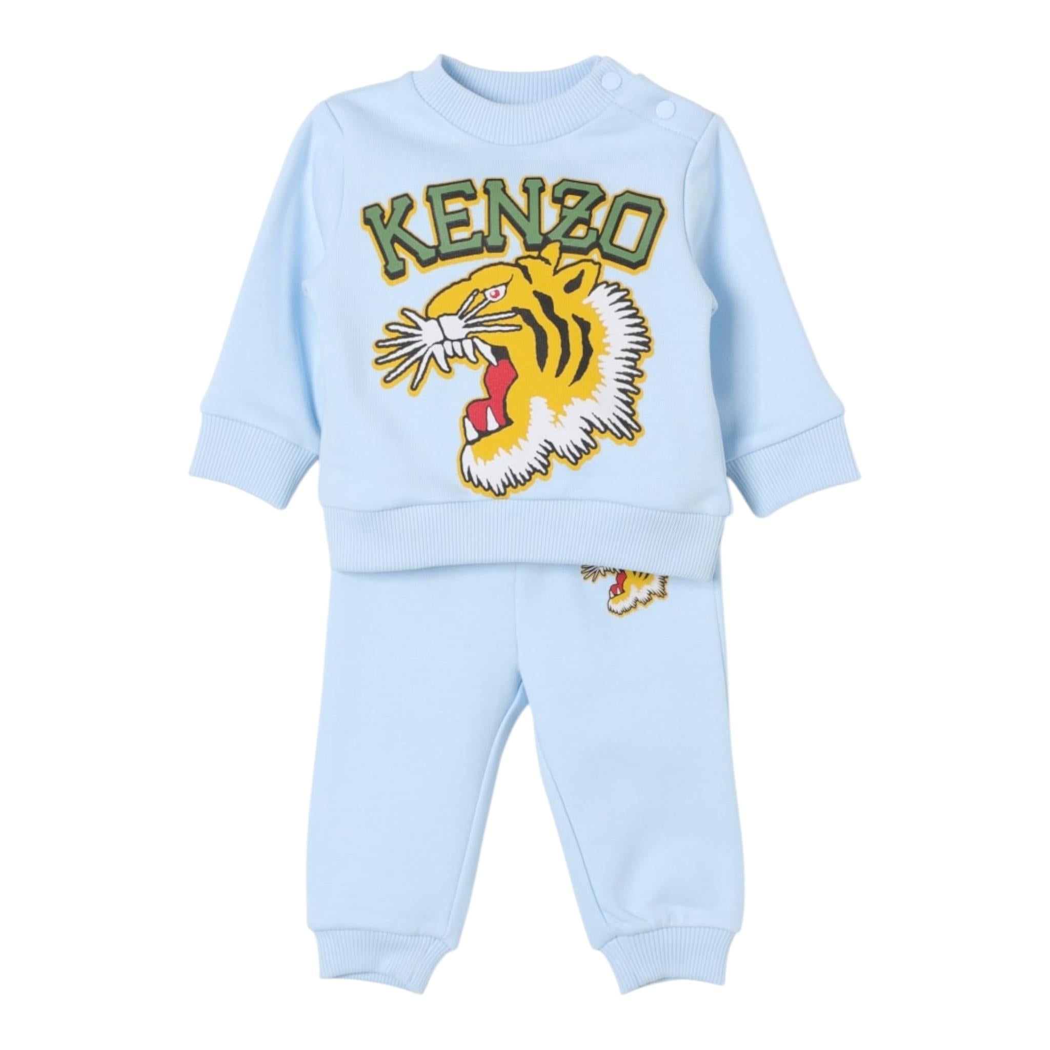 KENZO completo 2pz tinta unita felpa-pantalone Azzurro per Neonato K60515 AZZURRO KENZO 