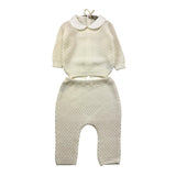 LITTLE BEAR completo 2 pezzi maglia-ghettina tinta unita Panna per Neonata 9102X PANNA LITTLE BEAR 