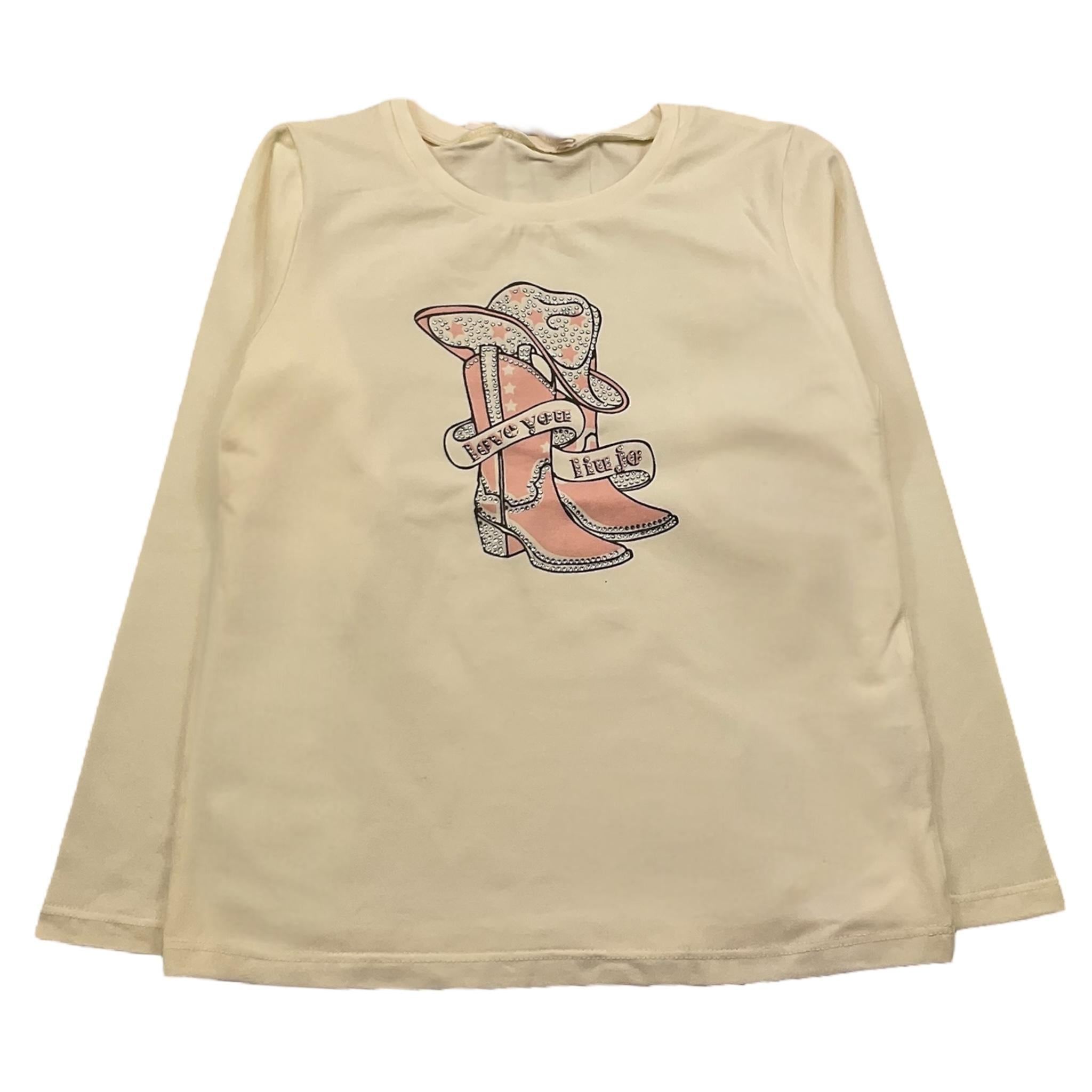 LIU JO shirt girocollo tinta unita cn stampa brillantinata Panna per Bambina KF4059XX PANNA LIU JO 