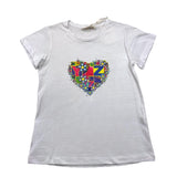 Yes Zee Girls Solid Color Crew Neck T-Shirt With Print White