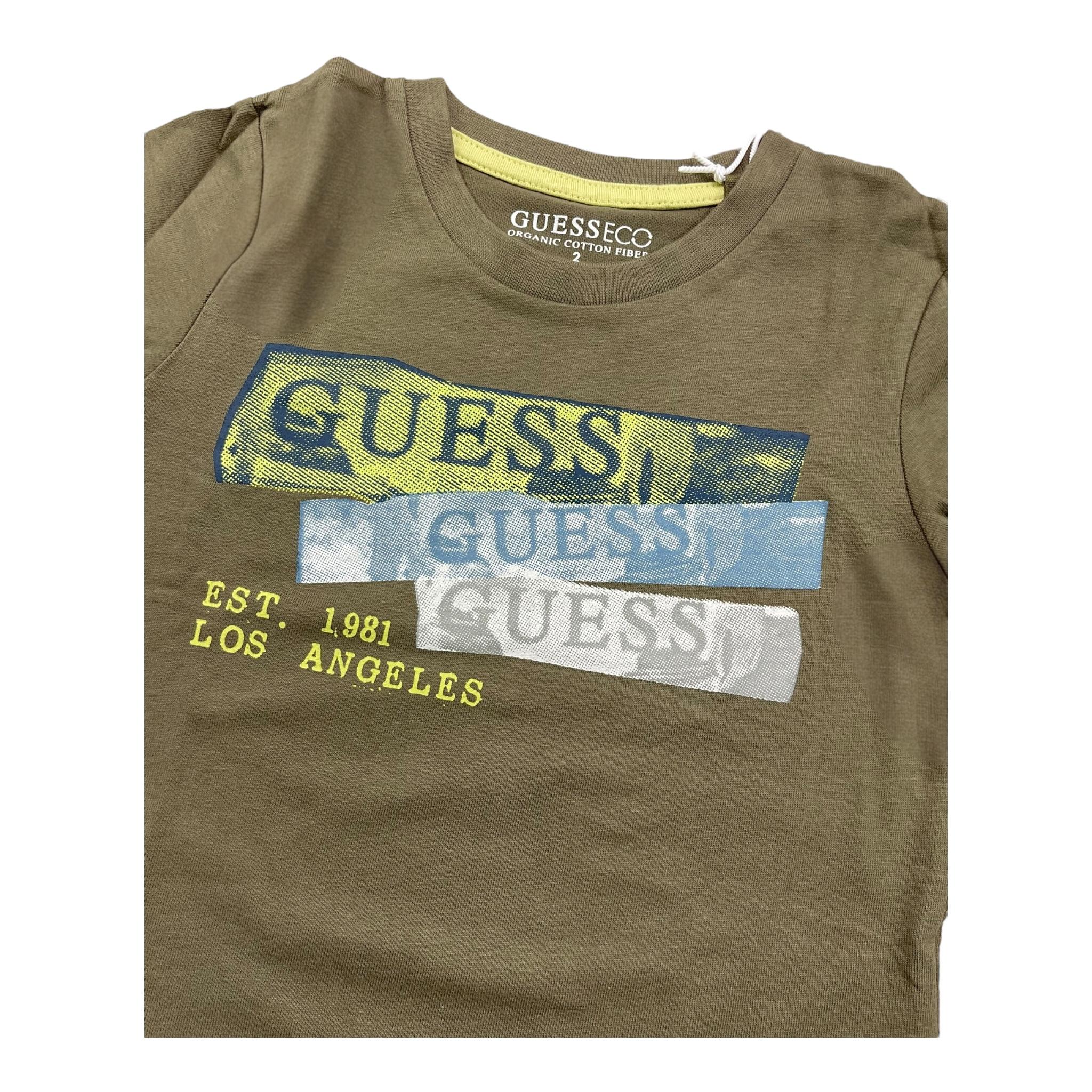 GUESS shirt girocollo tinta unita con stampa Verde per Bambino N4BI20I3Z14 VERDE GUESS 