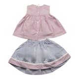 Ilfarobimbi Two-Tone Tank-Skirt Set With White Striped Pattern For Girls