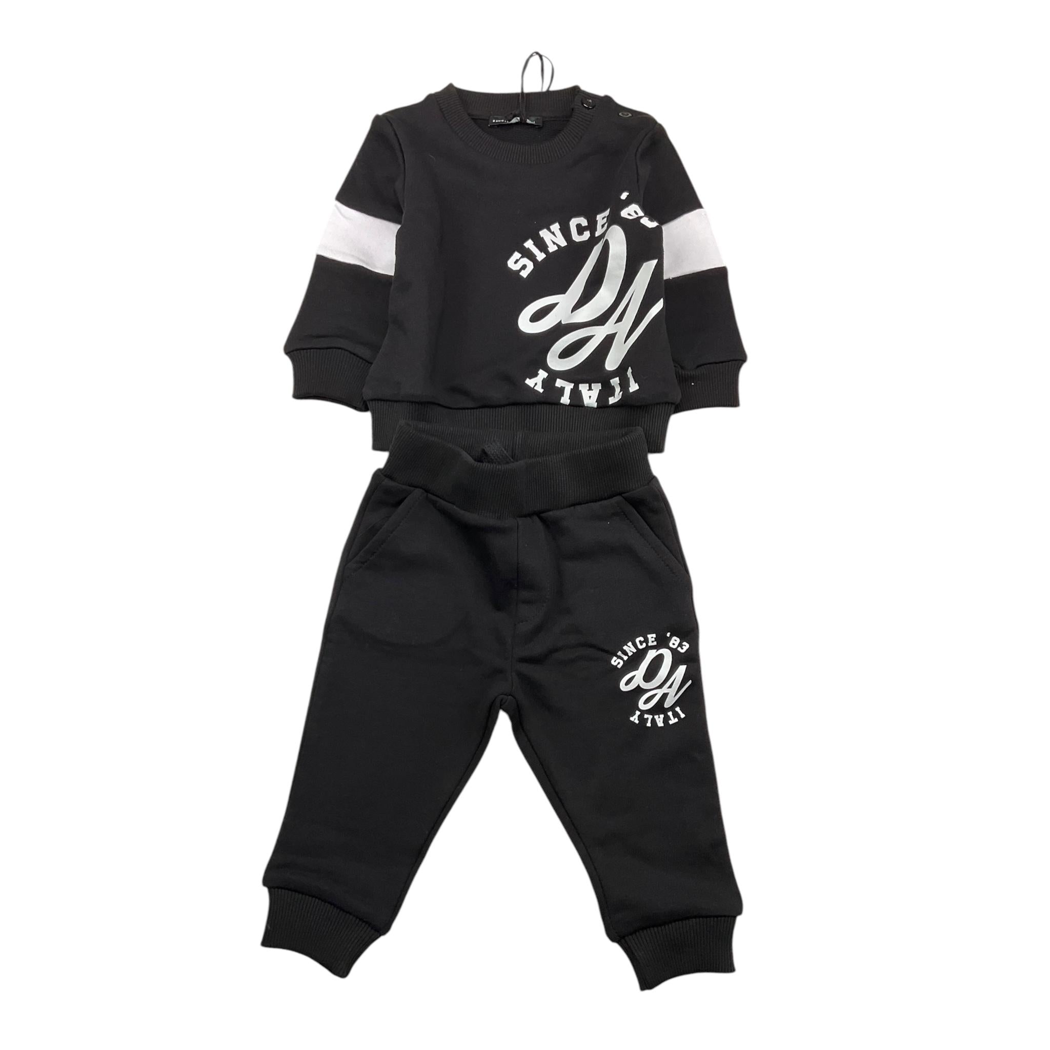 DANIELE ALESSANDRINI completo 2pz felpa-pantalone tinta unita Nero per Neonato 1291T00083 NERO DANIELE ALESSANDRINI 