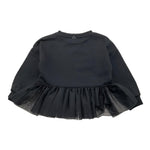 DIXIE felpa tinta unita girocollo con logo e tulle Nero per Bambina LB20040G67 NERO DIXIE 