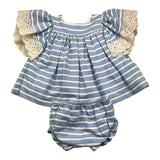 Valentina Bebes 2 Piece Set Baby Girl Blue Culotte Outfit