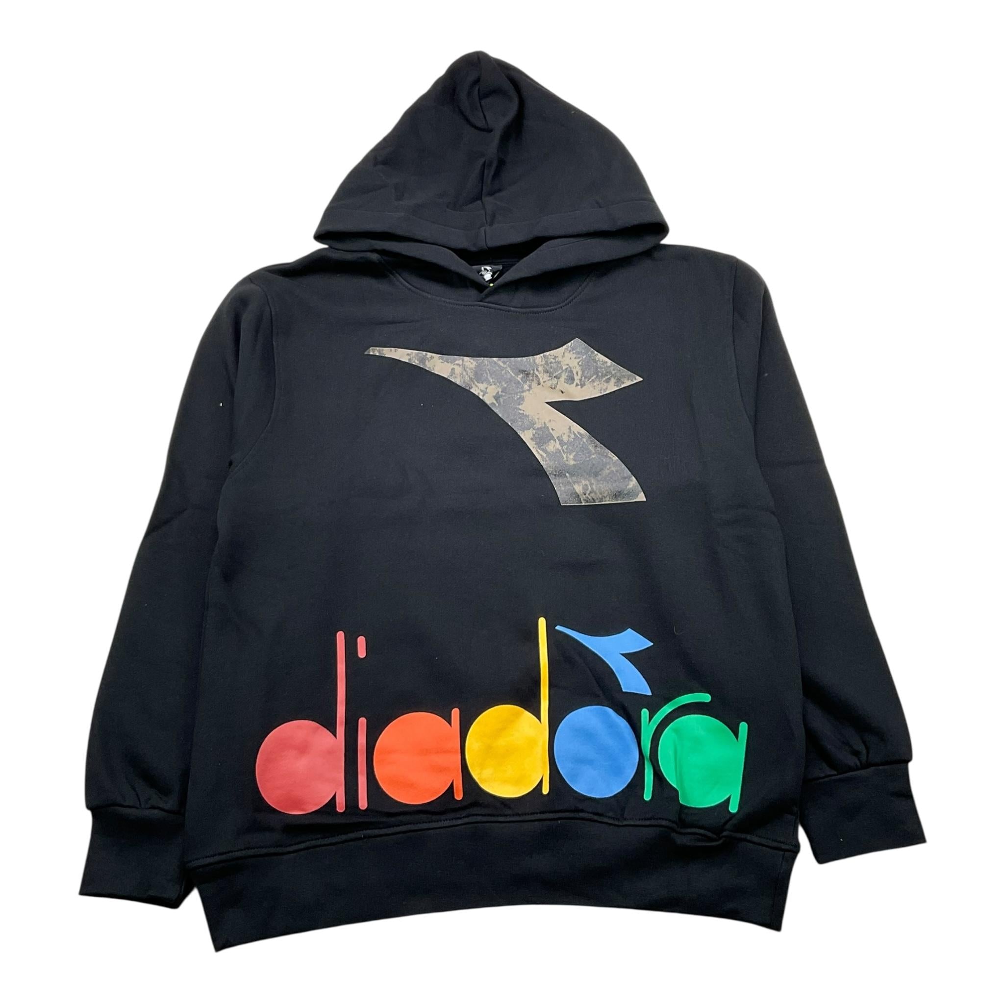 DIADORA felpa chiusa con cappuccio tinta unita con stampa in contrasto Nero per Bambino F4DIJBHS002 NERO DIADORA 