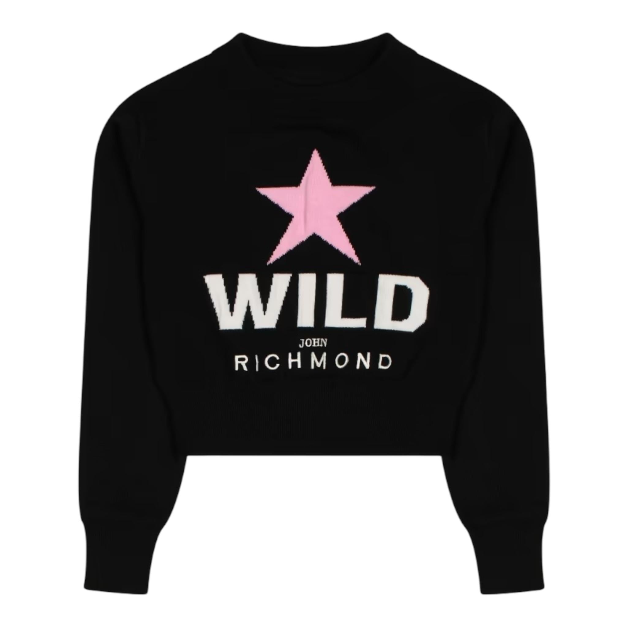 JOHN RICHMOND maglia girocollo tinta unita con stampa in contrasto Nero per Bambina RGA24106MAXX NERO JOHN RICHMOND 