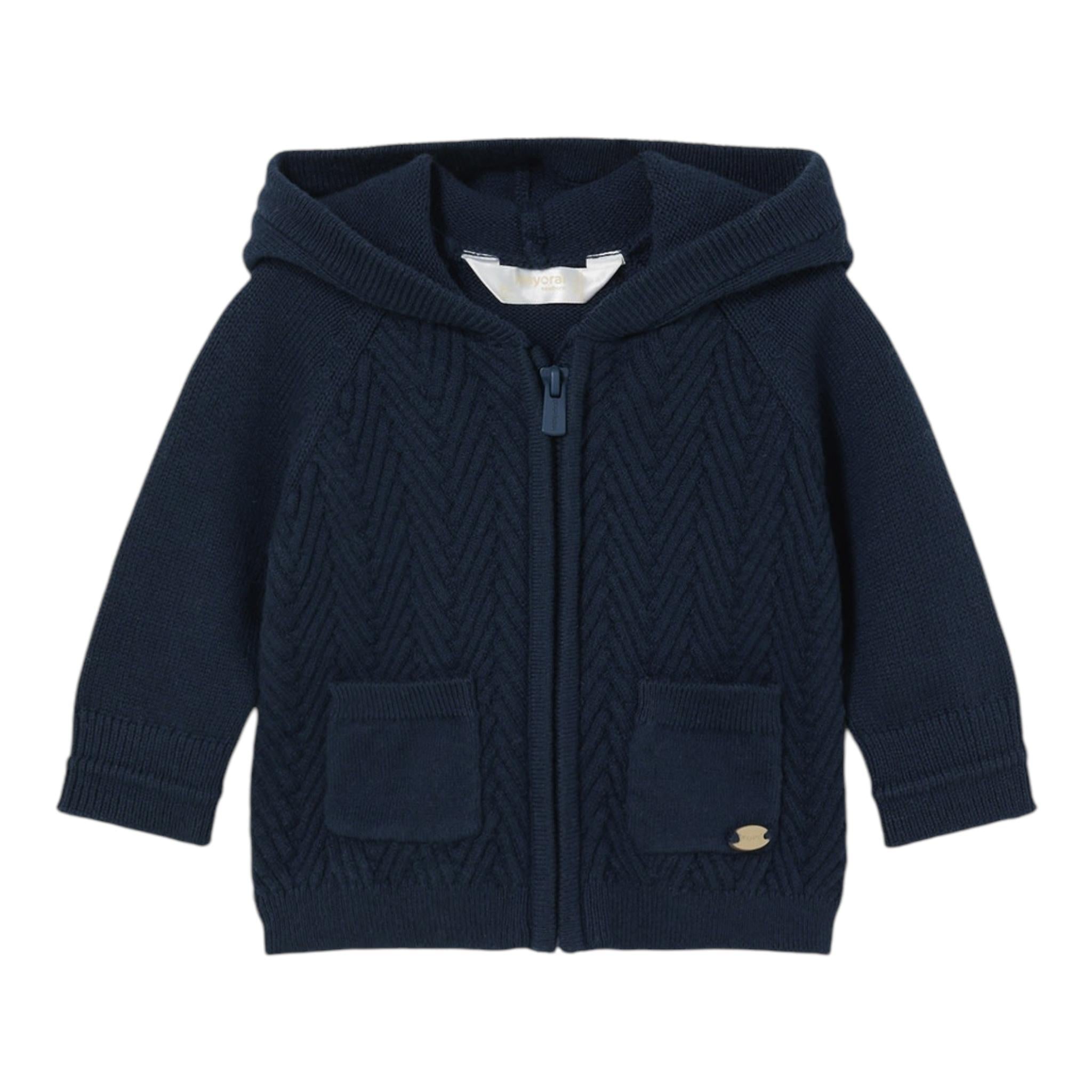 MAYORAL cardigan tinta unita con cappuccio e zip Blu per Neonato 2309 BLU MAYORAL 