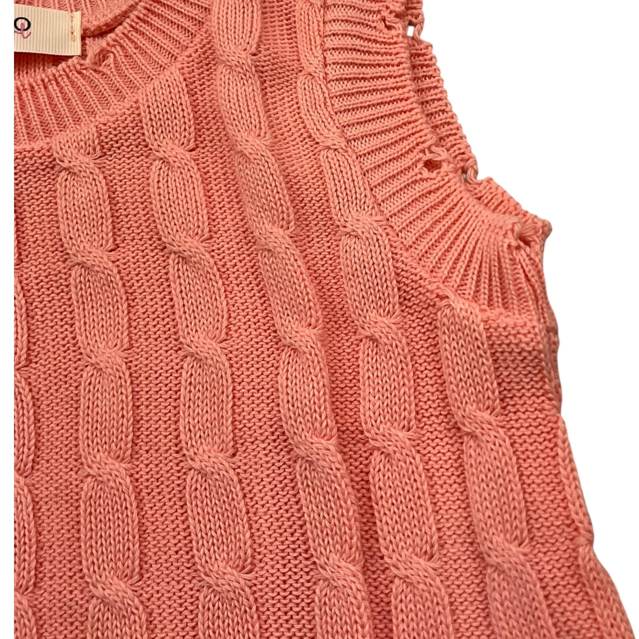 Vicolo Maglia Giromanica Tinta Unita con Trecce per Bambina 3146WY00158 PESCA VICOLO 