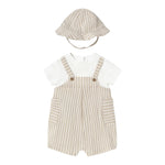 Mayoral Set Pagliaccetto Bicolore con Fantasia A Righe-Cappello per Neonato 1602X BIANCO/BEIGE MAYORAL 