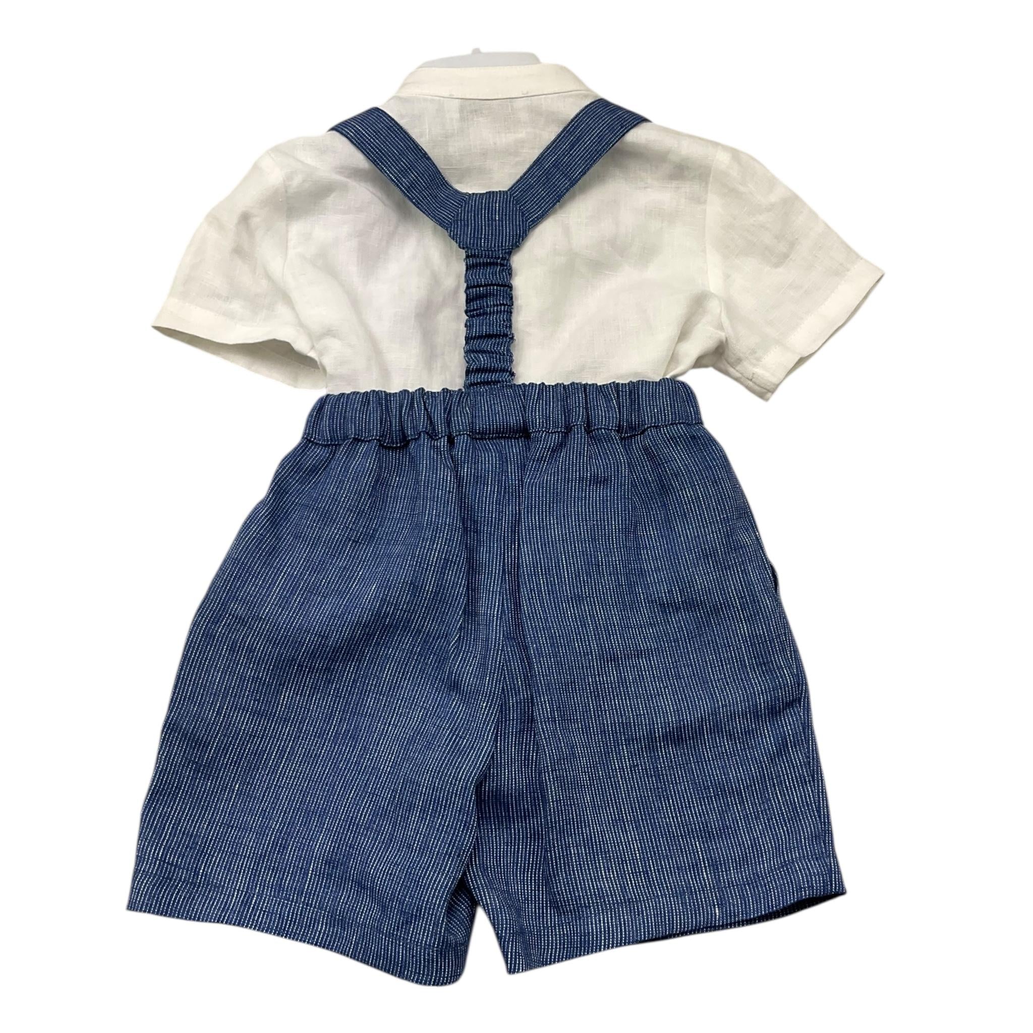 Emporio Armani Completo 2 Pezzi Camicia-Bermuda con Bretelle per Neonato 3RHVJ4 BIANCO/BLU EMPORIO ARMANI 