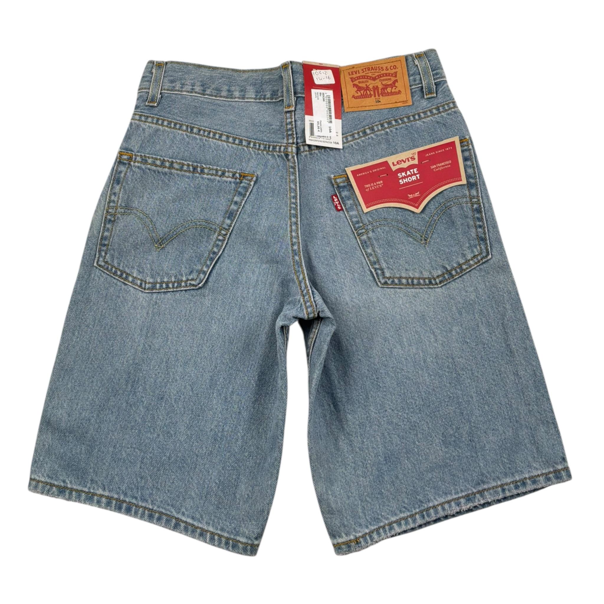 Levi'S Bermuda In Denim Tinta Unita con Girovita Regolabile per Bambino 8EK286X AZZURRO LEVI'S 