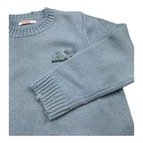 SUN68 maglia girocollo tinta unita con ricamo logo Azzurro per Bambino K44322 AZZURRO SUN68 