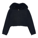 ABEL & LULA cardigan tinta unita collo pelliccia Nero per Bambina 5828X NERO ABEL & LULA 