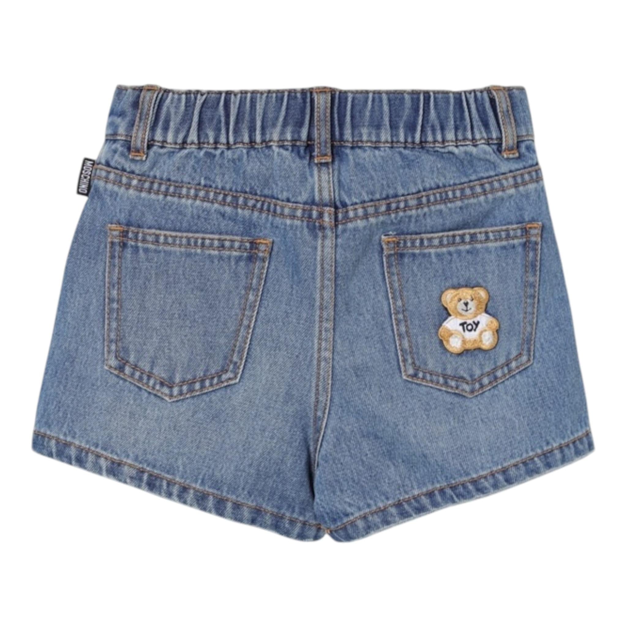 Moschino Short Tinta Unita con Elastico In Vita per Bambina HDQ01O BLU MOSCHINO 