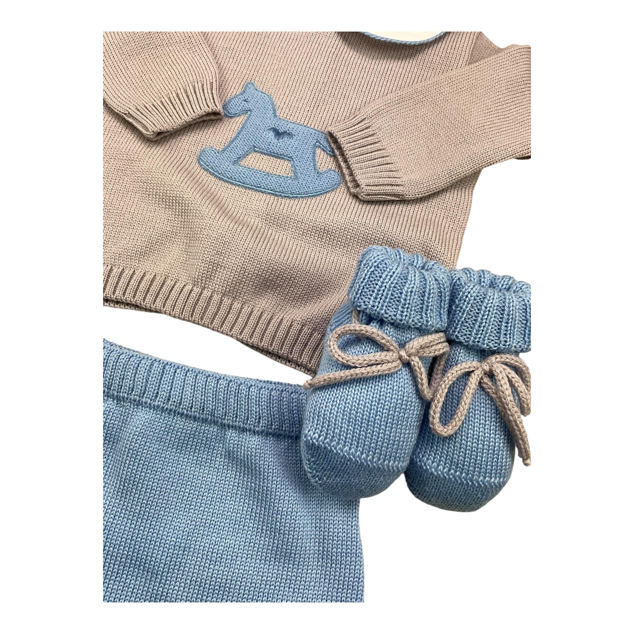 BABY LORD completo3 pezzi maglia-pantalone-babbucce Azzurro per Neonato 522 AZZURRO BABY LORD 