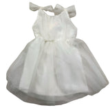 Minimal Solid Color Sleeveless Dress With White Tulle For Baby Girl